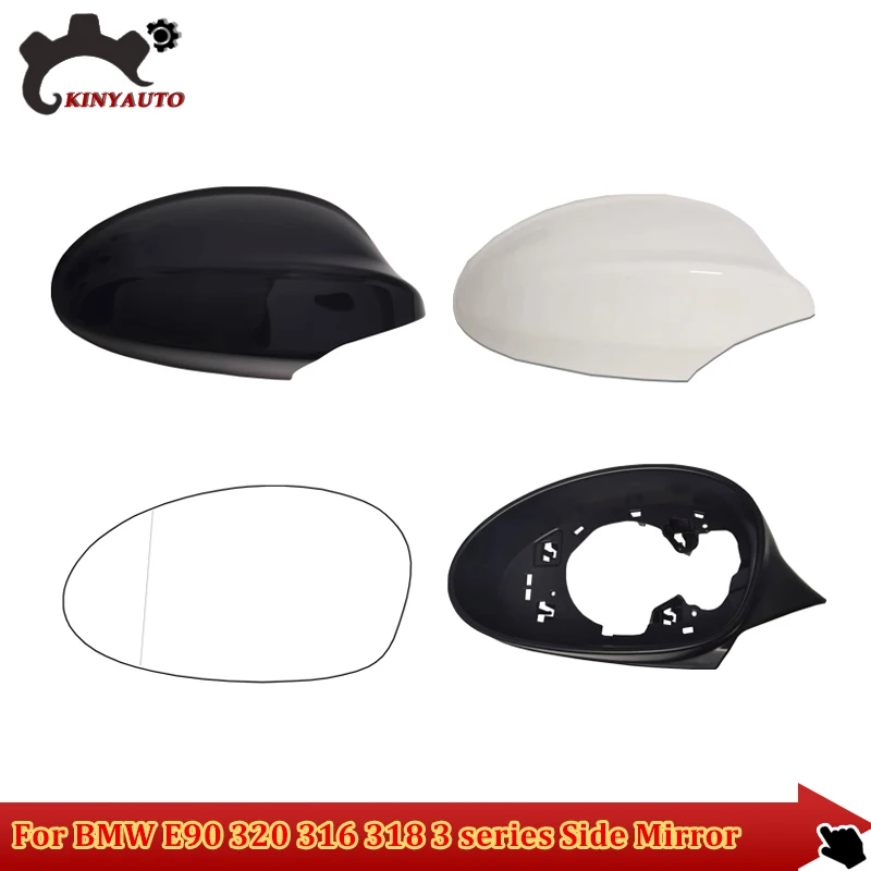 Pre BMW E90 320 316 318 3 Series 05-08 Bočné externé spätné zrkadlo šošovky sklo dolného veka obalu rámový kryt držiaka základne krytu