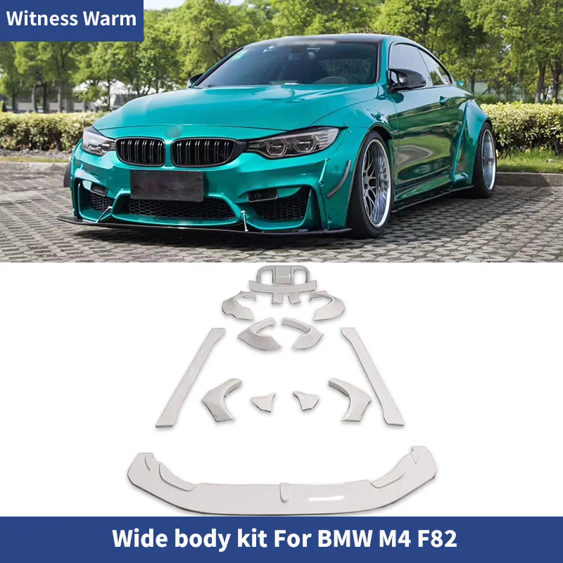 Pre BMW F82 M4 WIRE Body Kit Automobilový obočie predné zadné nárazníkové pery rozptyľovača Krídle Krídle Kríder 14-20 uhlíkových vlákien FRP