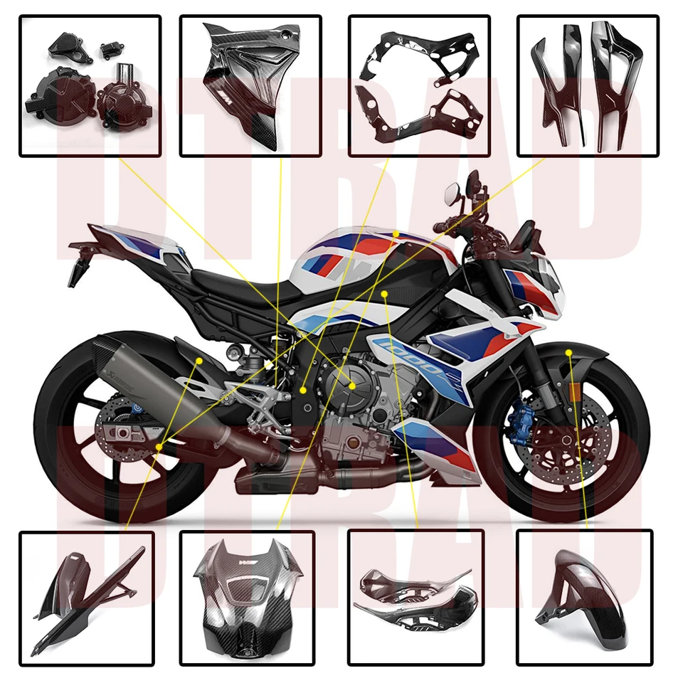 Pre BMW M1000R 2023 Body a rámové kryty z uhlíkových vlákien Panely Plné kapotážové súpravy Motocyklové príslušenstvo Modifikované diely Twill Least