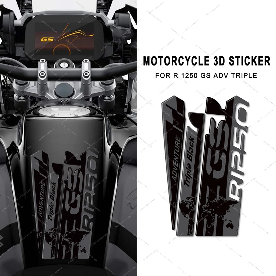 Pre BMW R 1250 GS Adv Triple Black Limited Edition 3D živica Motocykel Palivová palivová nádrž na ochranu nálepky na ochranu nálepky Dekoratívne nálepky