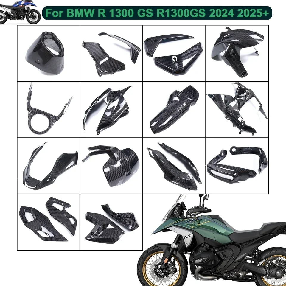 Pre BMW R 1300 GS R1300GS 2024 2025+Výfukové pedály z uhlíkových vlákien Bočné predné zobáky predĺžené pokrývky plnohodnotných príslušenstiev motocyklov
