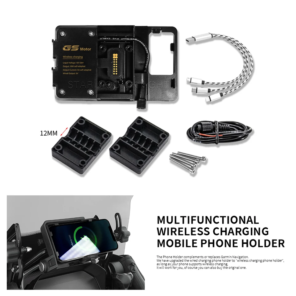 Pre BMW R1200GS LC Adventure Navigation Bracket R1250GS S1000XR R1200RS USB Wireless nabíjačka Mobilný telefón Držiteľ mobilných telefónov Stánok