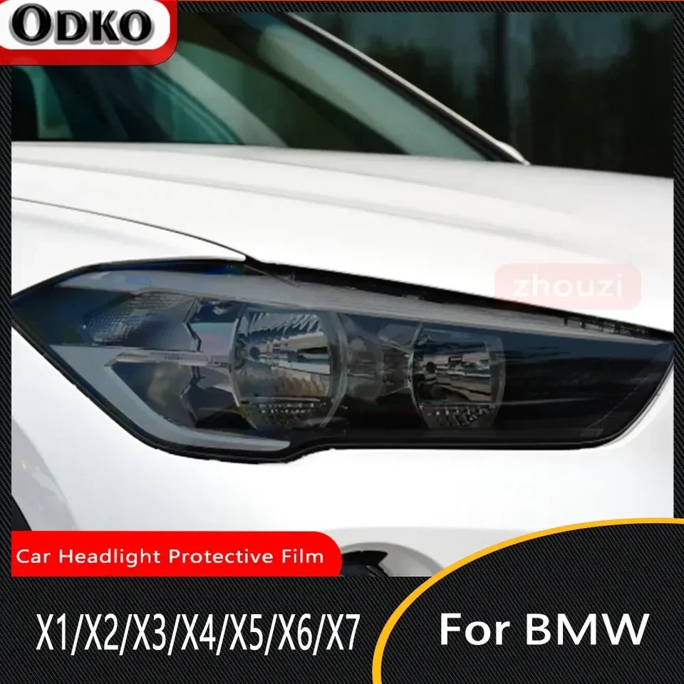 Pre BMW X1 F48 X2 F39 X3 F25 G01 X4 G02 X5 F15 X6 F16 X7 Automobil Svetlomet Smokovaný čierny ochranný film Self Healing TPU Sticker TPU
