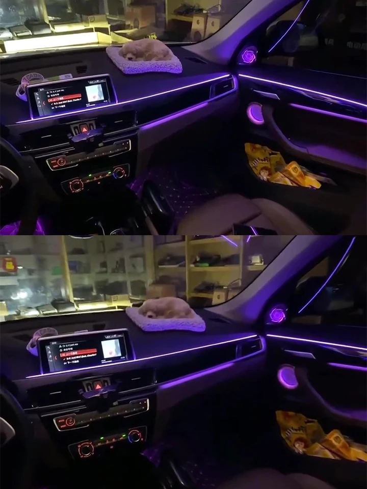 Pre BMW X1 vyhradené okolité svetlo RGB tečúce svetlo BMW mikrofón BMW X1 LED dióda vnútorné okolité osvetlenie
