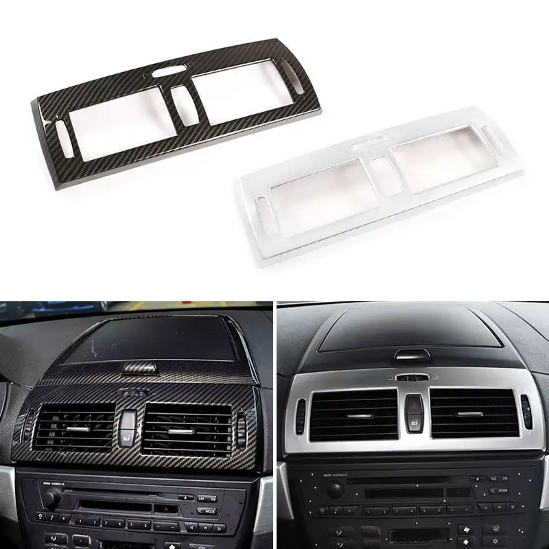 Pre BMW X3 E83 2006 2007 2008 2009 2009 2010 ABS uhlíková textúra / strieborná auto stredná konzola Vzduchový rámec Tin