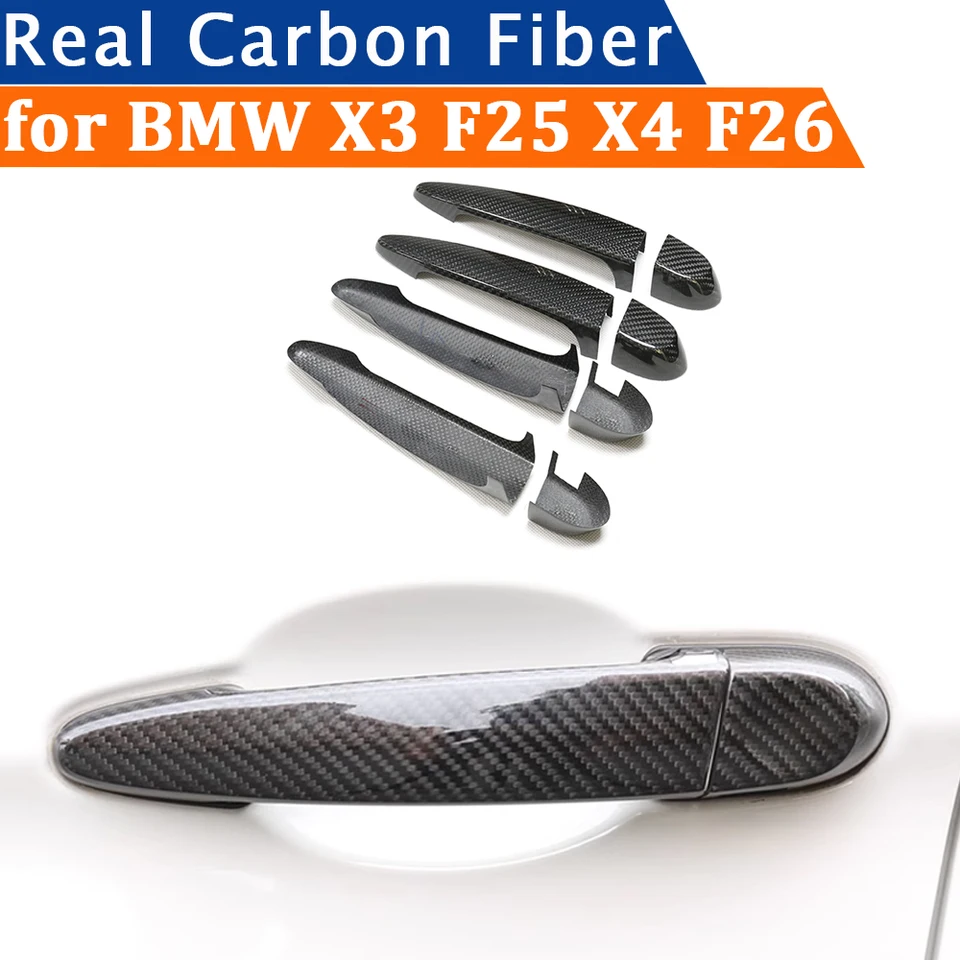 Pre BMW X3 F25 2011-2017 X4 F26 2014-2018 Príslušenstvo automobilu Skutočné uhlíkové vlákno rukoväte kľučky rámu Rámka vonkajšej nálepky BodyKit