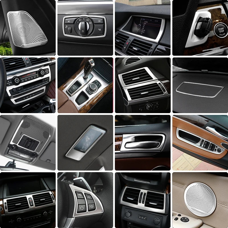 Pre BMW X5 X6 E70 E71 E72 Styling automobilu Interiérové ​​tlačidlá rámový rámček Decoration Orez