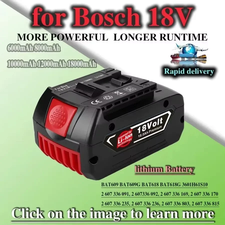 Pre Bosch 18V 6.0AH 8,0AH 12.0AH Littium-ión nabíjateľná batéria BAT609, BAT609G, BAT618, BAT618G, BAT614, BOSCH Vŕtačka+ nabíjačka+ nabíjačka
