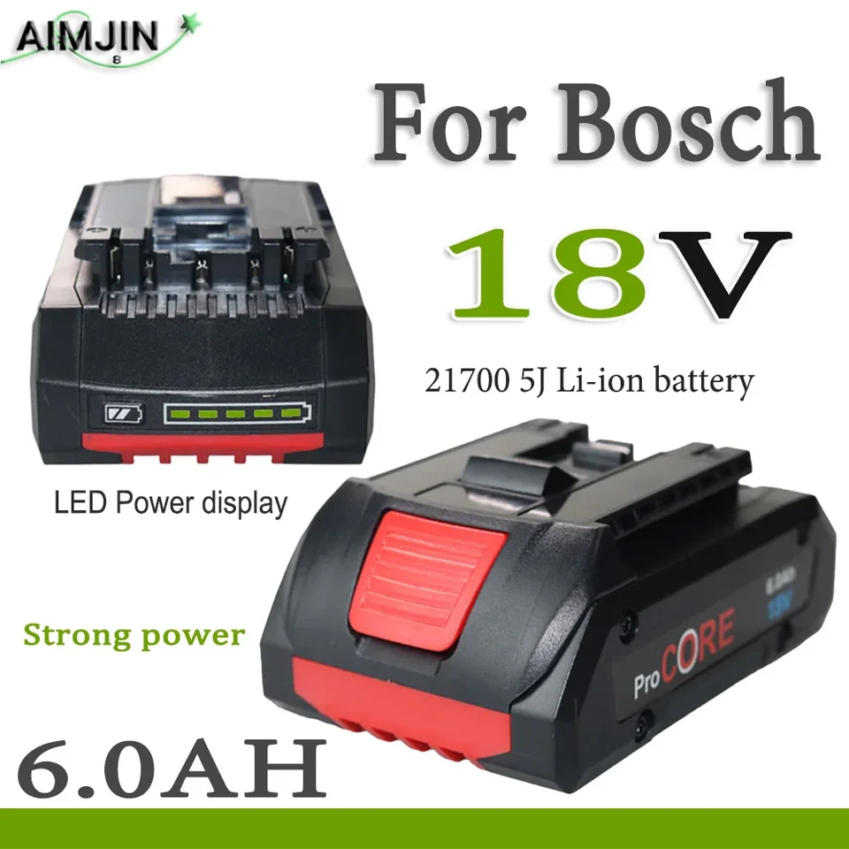 Pre Bosch 21700 18V 6.0AH 5J Li-ion batéria ， kompatibilná BAT609 BAT618 GBA ELEKTRICKÉ NÁKLADY Výmena
