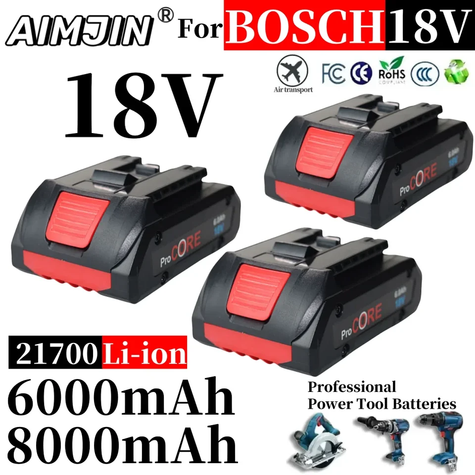 Pre Bosch Professional 18V 21700 6000 mAh 8000 mAh batérií procore 18V li-ion batéria výmena za bat609 BAT618 s BMS