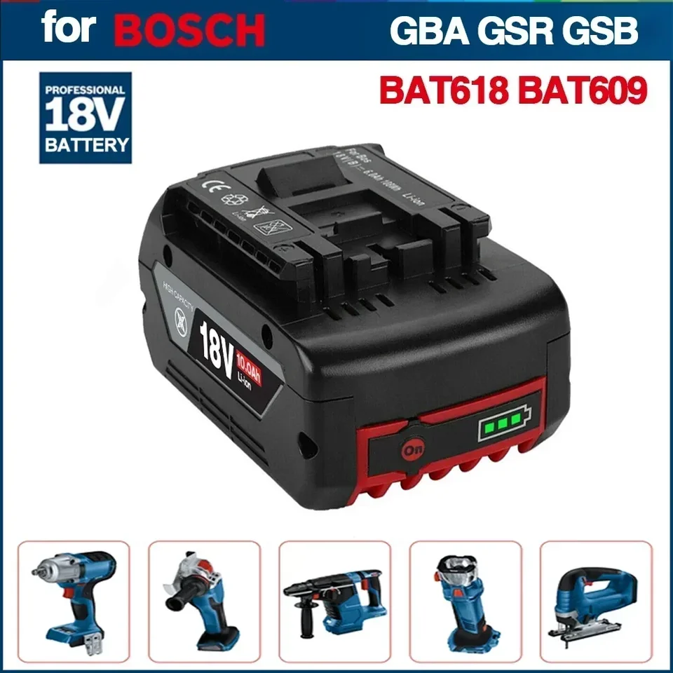 Pre Bosch Professional 18V BAT610G+AL1820CV10.0AH LI-ION BATTERICKÁ NÁKLADA S LED a pre Bosch Quick Charger 14.4V-18V