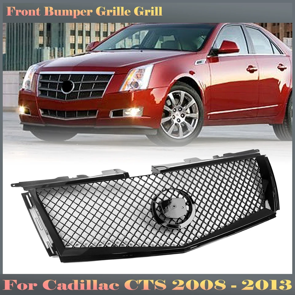 Pre Cadillac CTS 2008 2009 2010 2010 2012 2013 2013 Kit Body Grille Grill Grill Honeycomb Style Black Car Horná nárazníčka Mriežka kapucňa