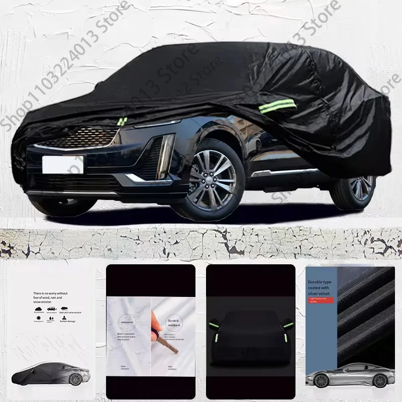 Pre Cadillac XT6 exteriérový kryt automobilu Outdoor Ochrana Plné kryty automobilov Vodotesná slnečná slnečná slnečná slnečná schéma Anti UV Snow Cover Automobil Čierne