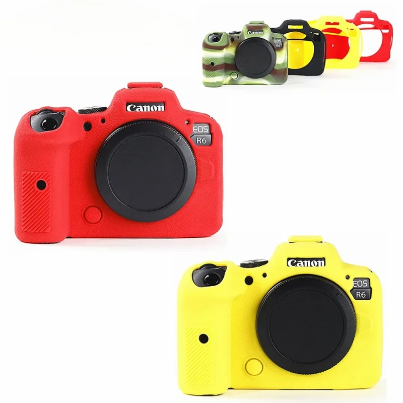 Pre Canon EOS R6 Mark II R6II R6 Silikónový brnenie Koža Kryt Kryt Kryt Ochranta DSLR Camera Bag proti návrhu textúry