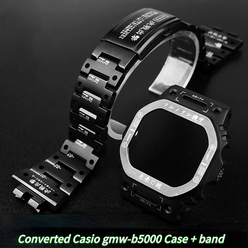 Pre Casio G-Shock Watch GWM-B5000 DW5600 Modifikovaný popruh zliatiny zliatiny Titanium + Pase Rámový kovový spona náramok na náramok