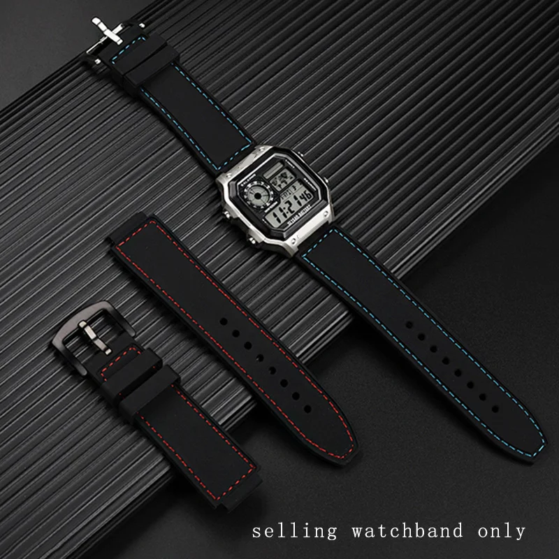 Pre Casio Small Square Strap AE1200/AE-1300/F-108/W-216 upravené vodotesné silikónové hodinky 18 mm náramok náramku náramok