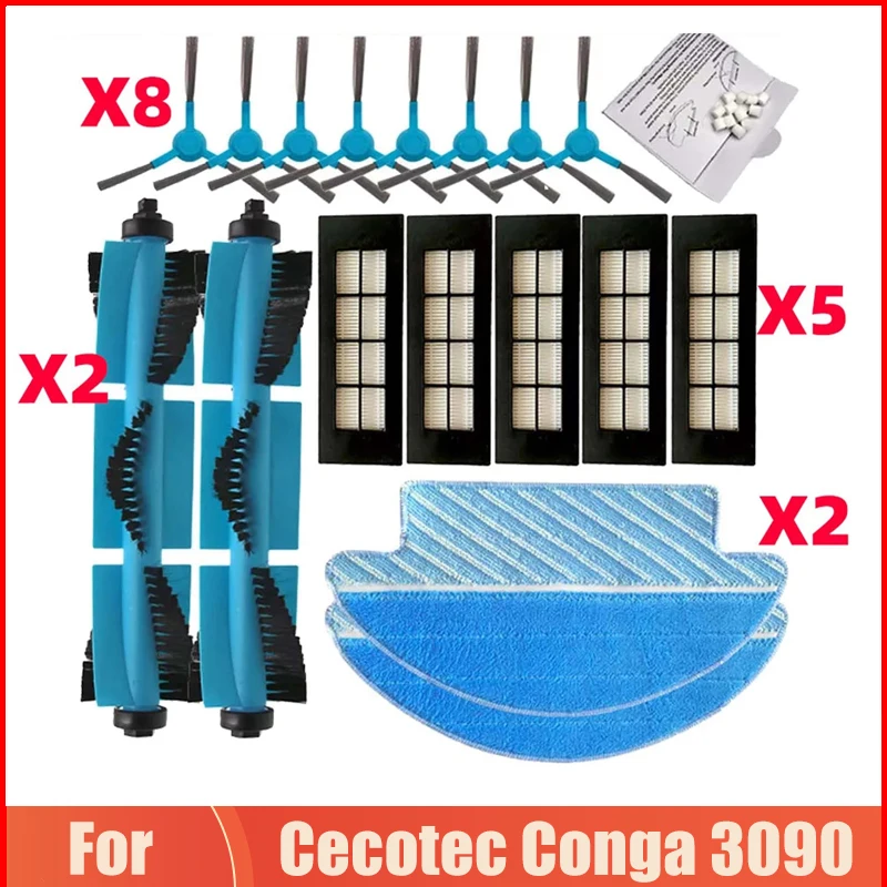 Pre Cecotec Conga 3090 Robotický vysávač Hlavný valec na bočné kefy Hepa Filter mop handry handrov kolesá Súpravy doplnkov