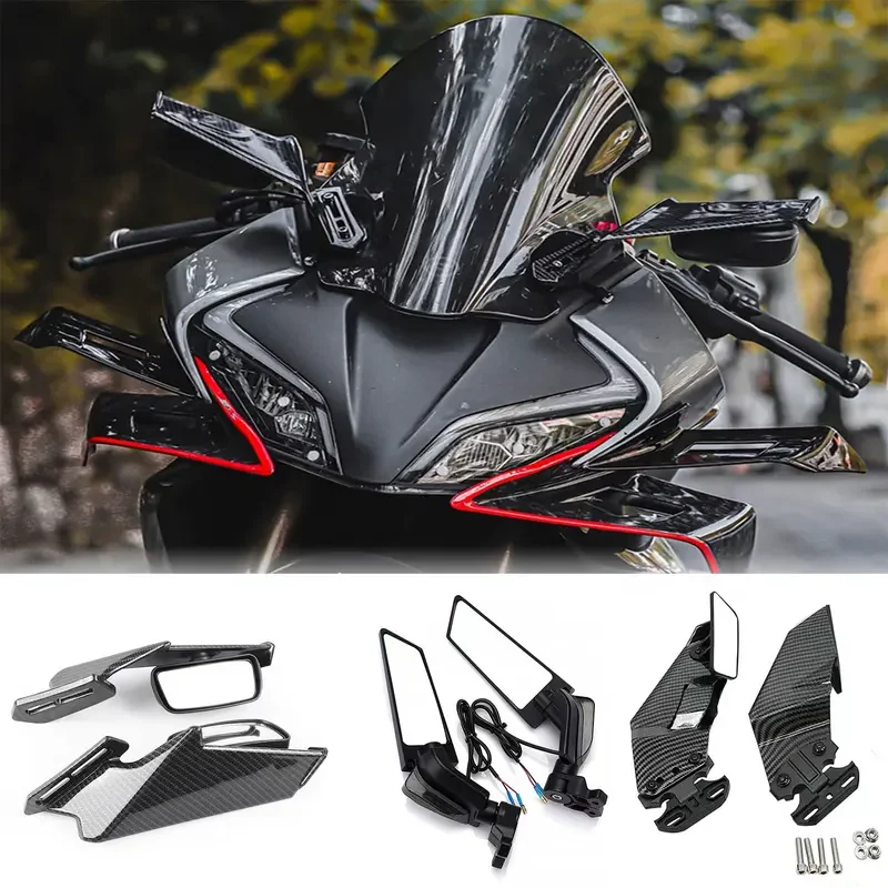 Pre CFMoto 450SR 450 SR 2022 2023 2024 CF450SR Motocyklové zrkadlá krídla Winglety Veterné krídlo nastaviteľné otočné spätné zrkadlo