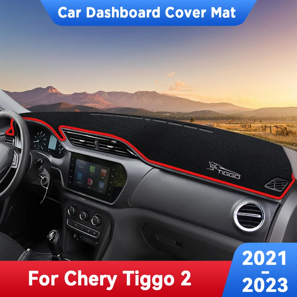 Pre Chery Tiggo 2 2021-2023 Kryt Dashboard Dash doska na palubnú dosku sa vyhnite ochranným príslušenstvom pre ľahké slnečné odtiene koberce anti-UV