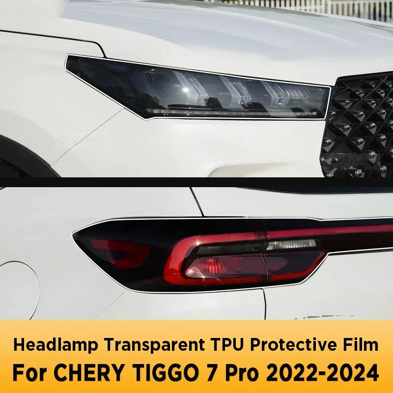 Pre Chery Tiggo 7 Pro 2022-2024 Vonkajší svetlomet proti prednej lampe s priehľadnou žiarovkou TPU Priehľadné doplnky TPU