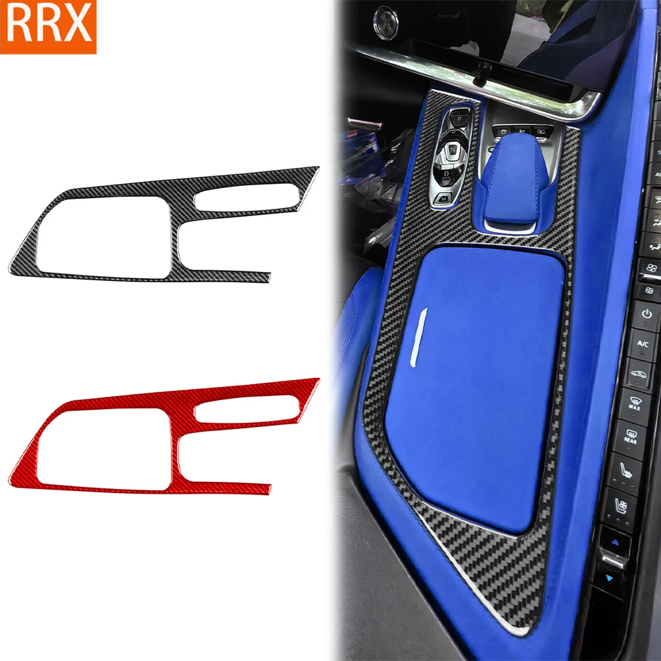 Pre Chevrolet Corvette C8 Z51 Z06 2020-2023 Skutočné nálepky pre prevodovku pre prevodovku uhlíkových vlákien Skladovací panel