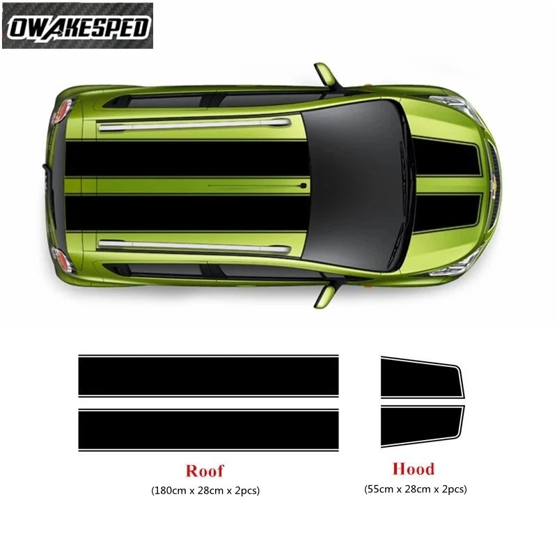 Pre Chevrolet Spark RS EV SX SX CAR HOOW Strešná nálepka Nálepka BONNET Športové pruhy pretekárske príslušenstvo Prispôsobené DIY vinylové obtisky