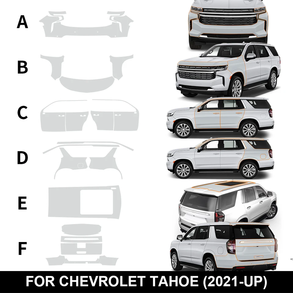 pre Chevrolet Tahoe 2021-2023 súpravy proti strohaniu pred rezom PPF Nálepka Vonkajšie TPU TPU TRUCH Original Film Film na ochranu farby