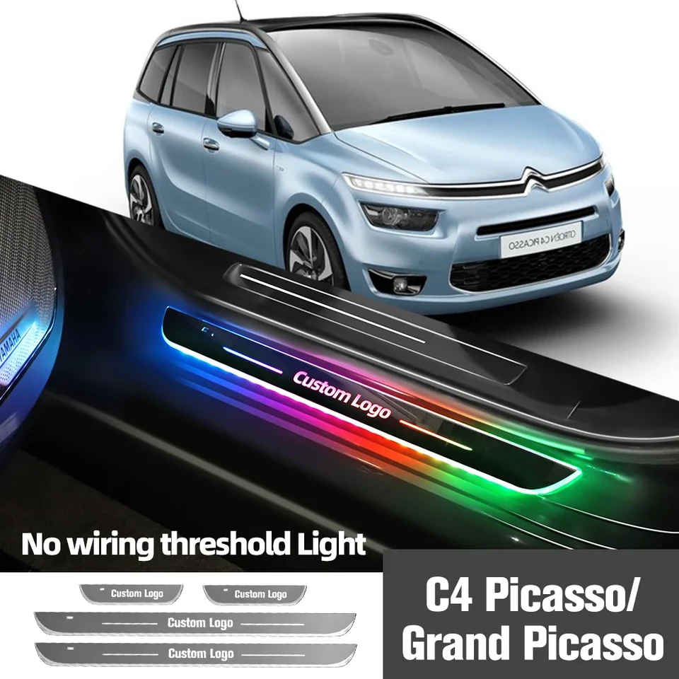 Pre Citroen C4 Picasso Grand Picasso 2006-2022 Dvere Sill Logo Prispôsobené logo LED LED VIDKA PREAL PEDAL LAMP DODATOK