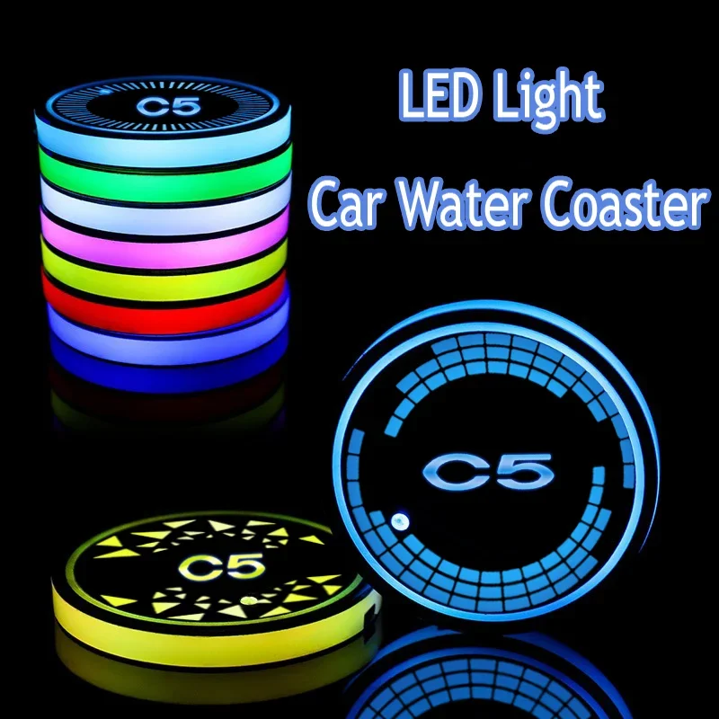 Pre Citroen C5 Automobil voda na pitie držiaka na fľaše Mat Luminát 7 Colors Light Coaster podložka Organizátor držiak držiak styling