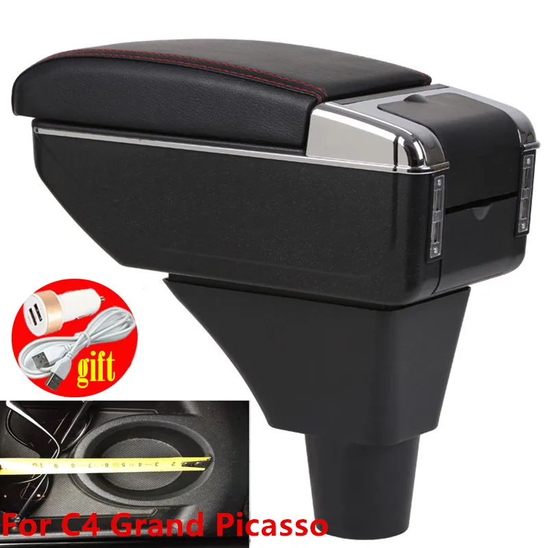 Pre Citroen Grand C4 Picasso lakťová skrinka USB nabíjanie dvojvrstvového centrálneho obchodu Pohár držiaka držiaka popolníka