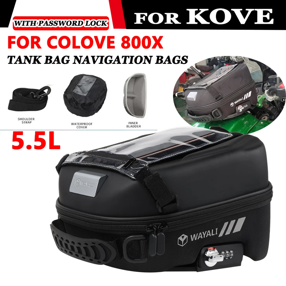 Pre Colove 800x Kove 800x 800 x 2023 2024 Motocyklové príslušenstvo 5.5L Tank Bag Batožina Tanklock Storage Bag so zámkom hesla