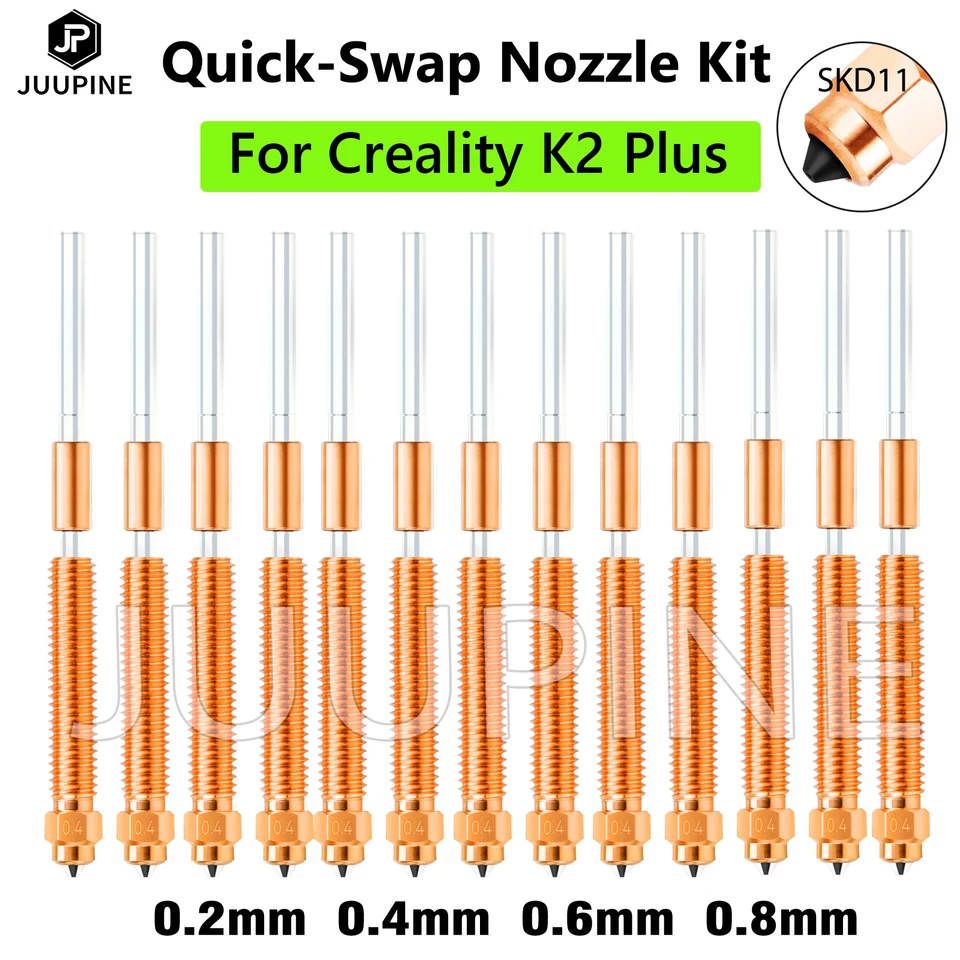 Pre Creality K2 Plus tryska tvrdená oceľová oceľová rýchla výmenná dýza súprava All-Metal for Creality K2 Plus Hotend 3D Tlačiareň Príslušenstvo