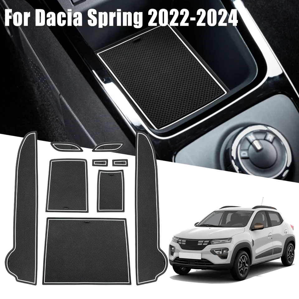 Pre Dacia Spring Electric 2022 2023 2024 2024 Dvere automobilov Groove Gate Mats Anti-Stric Slot vankúšiky pre Renault Kwid E-Tech Accessories