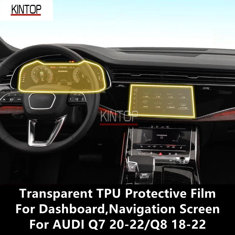 Pre Dashboard Audi Q7 20-22/Q8 18-22, navigačná obrazovka Transparentná TPU Protective Film Anti-Scratch Opravy Film AccesoriesRefit