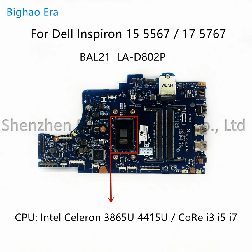 Pre Dell Inspiron 15 5567 17 5767 základná doska notebooku s Intel 4415U I3 i5 I7 CPU DDR4 BAL21 LA-D802P CN-081YW5 0DG5G3 057K0H