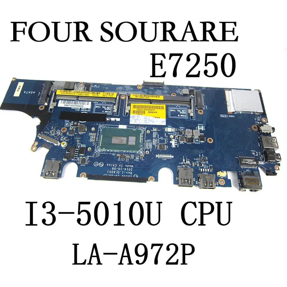Pre Dell Latitude 12 7250 E7250 základná doska laptop s I3-5010U CPU ZBZ00 LA-A972P CN-0F9HCX 0F9HCX HAINBOARD
