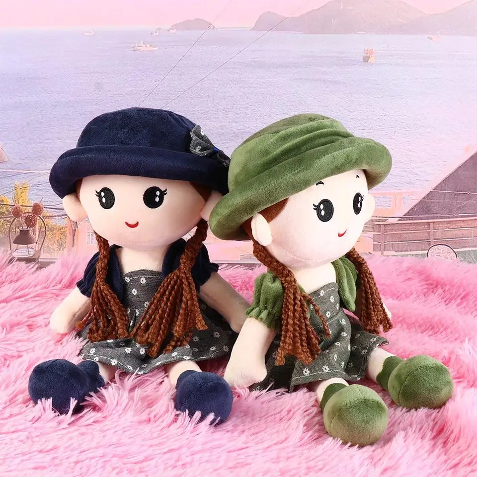 Pre deti 35 cm zlatíčko handrová bábika Odnímateľná klobúk dievča handra spiace dieťa plnené hračky princezná bábika Plush Doll