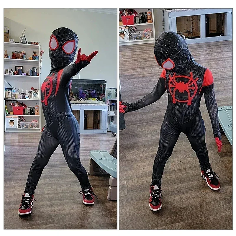 Pre deti dospelý populárny rodičia a dieťa anime Spider Man 2024Jumpsuit Sider Man Miles Morales Cosplay kombinézy Halloween kostým Nový
