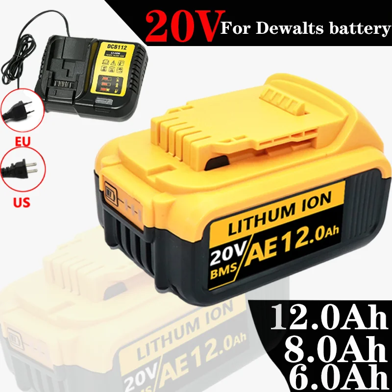 pre dewei DCB200 20V8000MAH batériu 12.0AH výmena lítium-iónovej batérie DCB207 DCB204 Power nástroj LED batéria LED