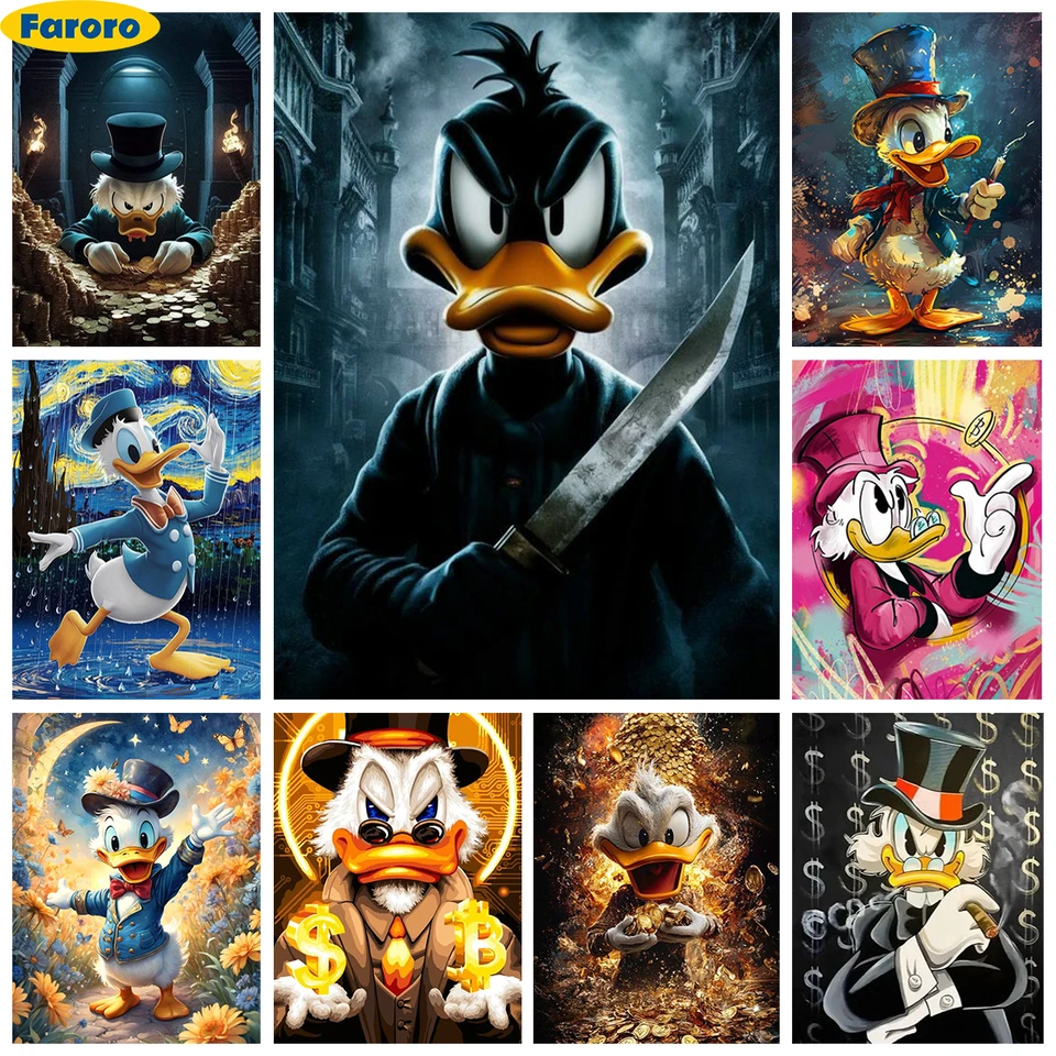 Pre Donald Duck DIY Diamond Painting Kit Majte peniaze kačica Obrázok Diamond výšivka Detská darček mozaika Hand Home Decor