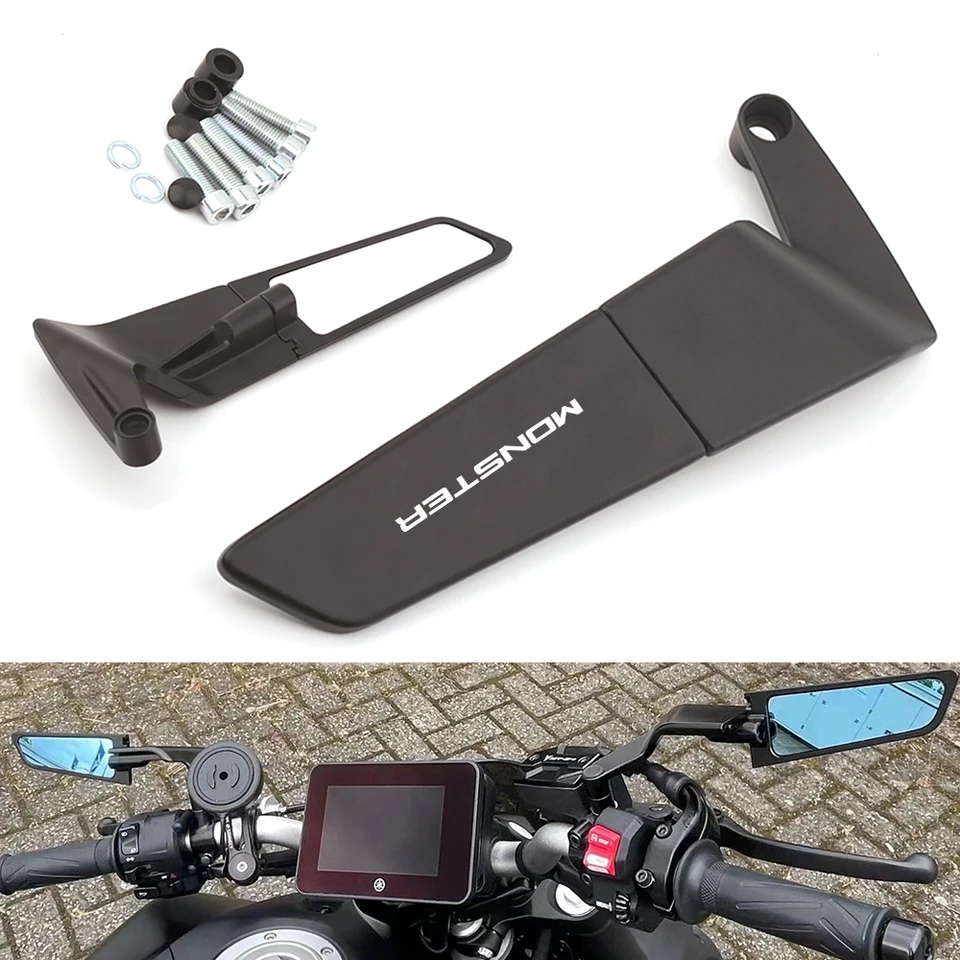 Pre Ducati Monster 796 695 696 937 SP 821 ABS 1100 1200 EVO 1 Dvojica kovových spätných zrkadiel bočné krídlo