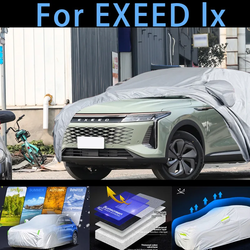 Pre exeed ix vonkajšia ochrana plné kryty automobilov Snow Cover Sunshade Vodotesný nepremokavý prach vonkajší kryt krytu vozidla Ochrana krytu automobilu