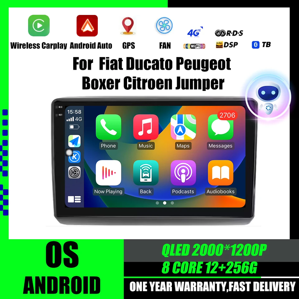 Pre Fiat Ducato Peugeot Boxer Citroen Jumper 2011 - 2022 Android Car Radio Multimedia Player Navigation GPS CarPlay Auto Stereo