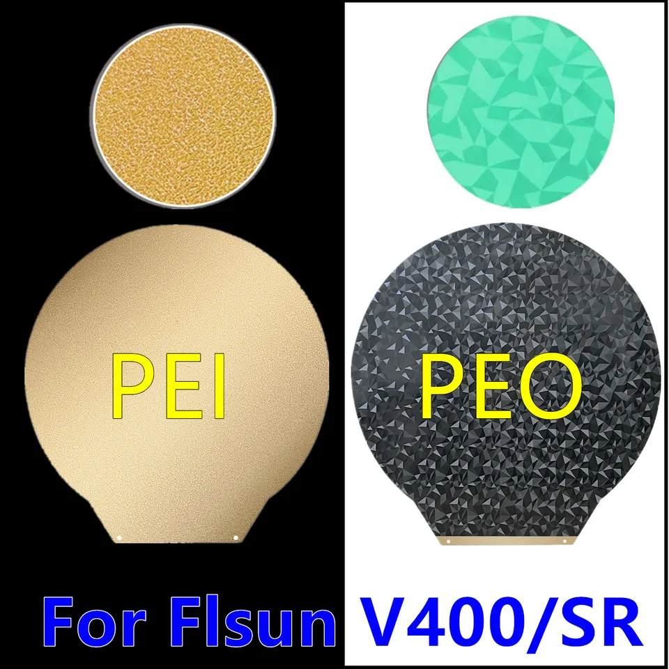 Pre flsun v400 PEO PLAT ROUND MAGNETICKÝ PEI List Double Side Ocele List Peo pre V400 FlSun Super Racer Peo Build Plate Epi SR