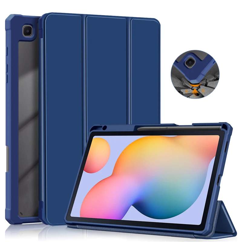 Pre fonda Samsung Galaxy Tab S6 Lite Case s držiakom Pen skladacie stojan Acryl TPU Zadný tablet pre kryt puzdra Samsung S6 Lite