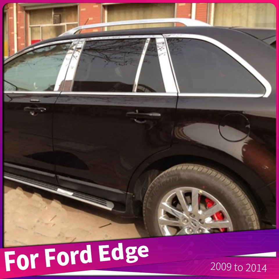 Pre Ford Edge 2009 až 2014 z nehrdzavejúcej ocele Center Stĺp stĺp Strip Strip Sticker B Stĺpky TRIMS TRIMS CAR STYLING 10ks/