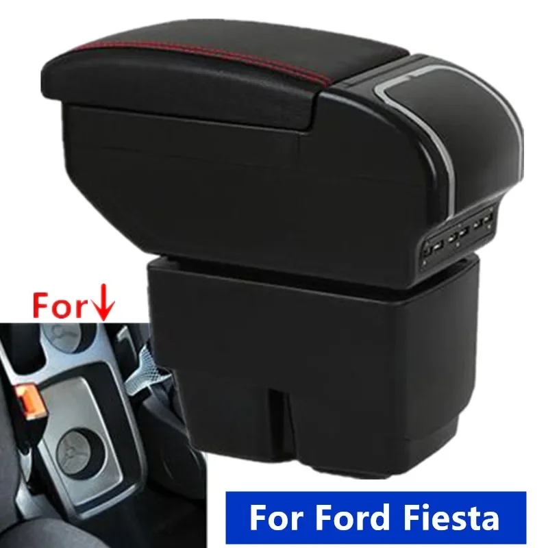 Pre Ford Fiesta MK7 Prackovacia skrinka pre Ford Fiesta 2009-2017 Central Store Center Console s príslušenstvom pre držiaky pohárov