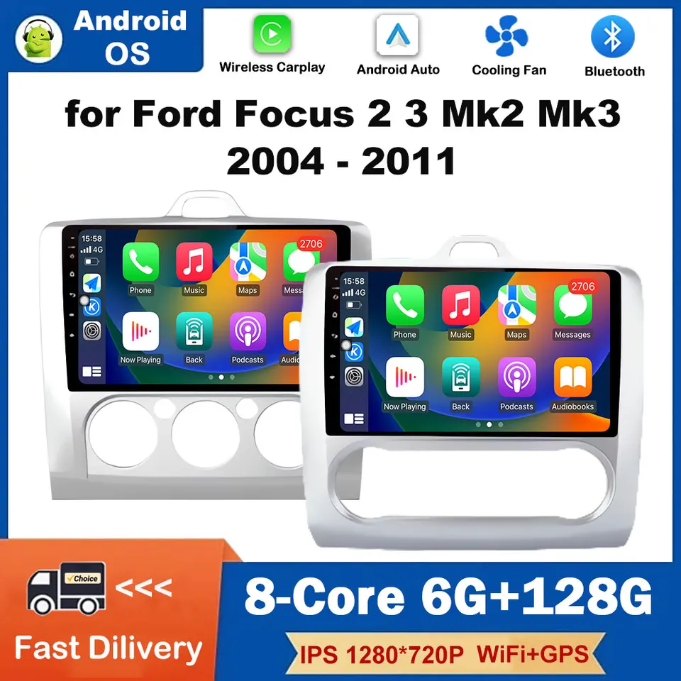 Pre Ford Focus 2 3 Mk2 Mk3 2004 - 2011 CAR Radio Multimedia Player 9 palcov Android OS BT WiFi CarPlay Audio DSP Stereo Auto Tools