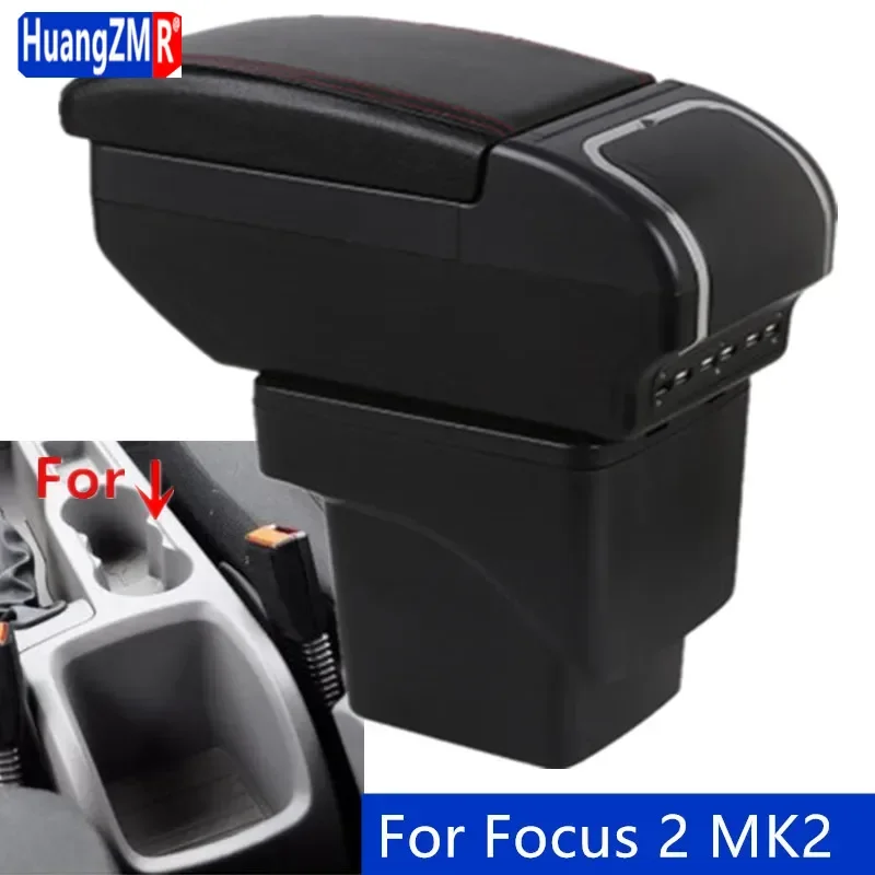 Pre Ford Focus 2 Liršky pre lakťové opierky pre Ford Focus 2 Mk2 Car lakťové lakťové vozidlá Doplnky Interiér Interiérové ​​detaily Dodávacie diely Uskladanie dielov USB