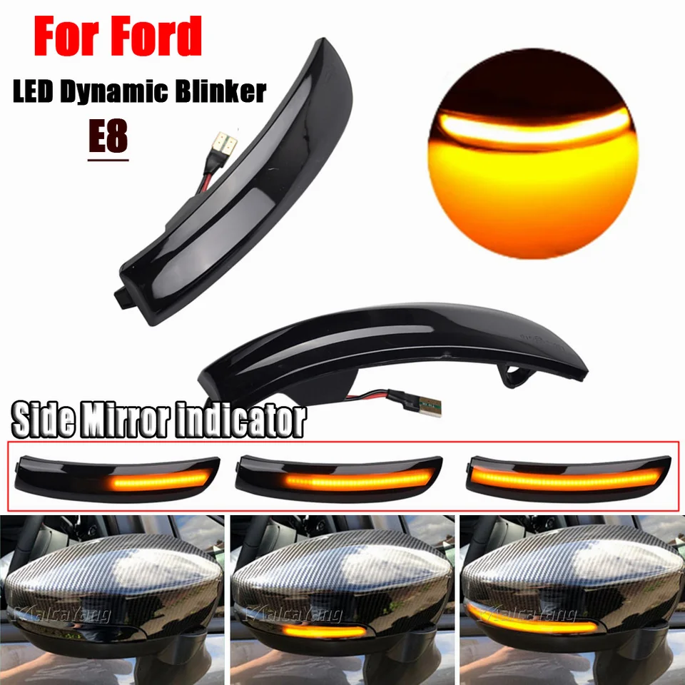 Pre Ford Kuga Escape C520 EcoSport 13-18 Focus 3 Mk3 Se St Rs US C-Max S-Max LED Dynamické bočné zrkadlo Blinker Light Light